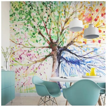 Αυτοκόλλητη Ταπετσαρία τοίχου FOUR SEASONS ARTISTIC TREE - Floral - Λουλουδια