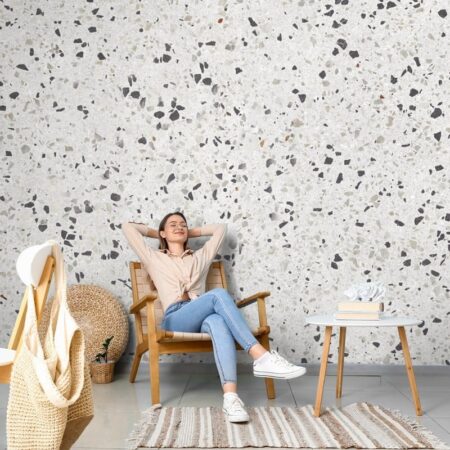 Αυτοκόλλητη Ταπετσαρία τοίχου GREY TONES TERRAZZO - Απομίμηση υλικών