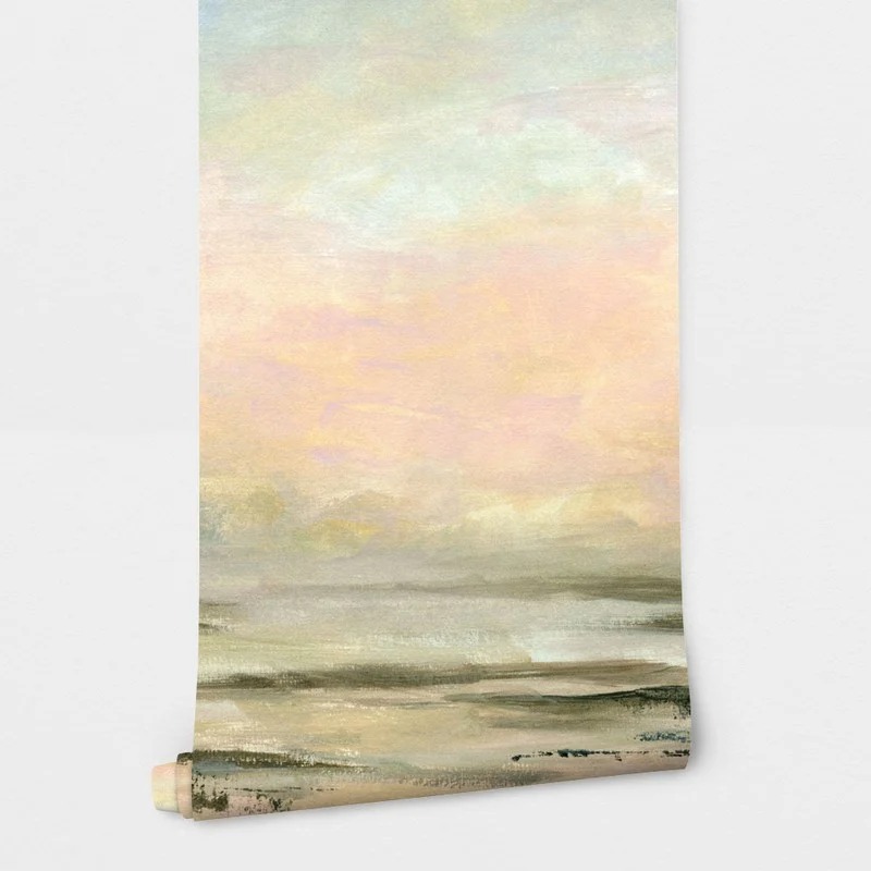 Αυτοκόλλητη Ταπετσαρία τοίχου HAND DRAWN SUNSET BEACH LANDSCAPE