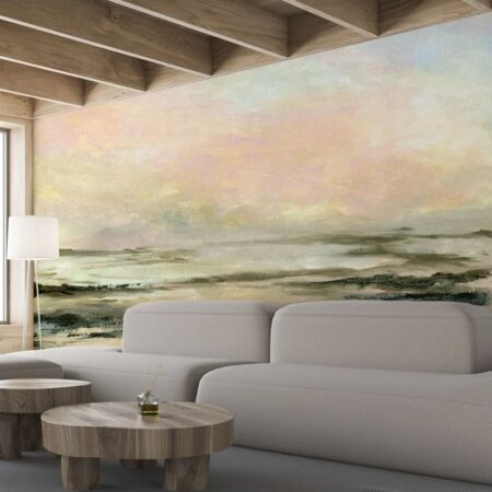 Αυτοκόλλητη Ταπετσαρία τοίχου HAND DRAWN SUNSET BEACH LANDSCAPE - Τοπία