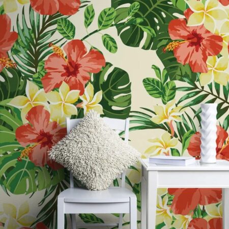 Αυτοκόλλητη Ταπετσαρία τοίχου HIBISCUS FLOWERS - Ταπετσαρίες