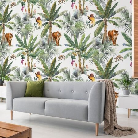 Αυτοκόλλητη Ταπετσαρία τοίχου JUNGLE ANIMALS PATTERN - Tropical