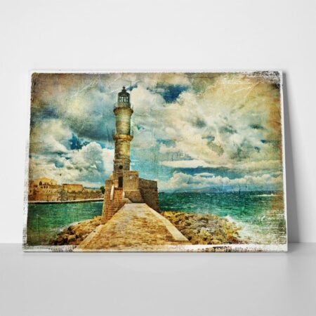 Πινακας σε καμβά LIGHTHOUSE IN CRETE - Λιμανια
