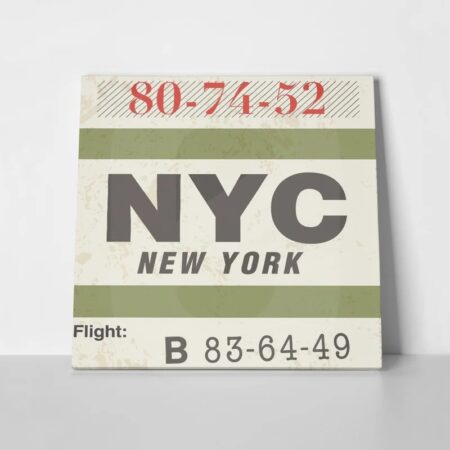 Πίνακας σε καμβά LUGGAGE TAG NEW YORK - Typography και Χαρτες