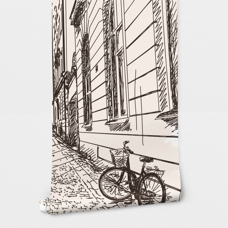 Αυτοκόλλητη Ταπετσαρία τοίχου OLD CITY SKETCH