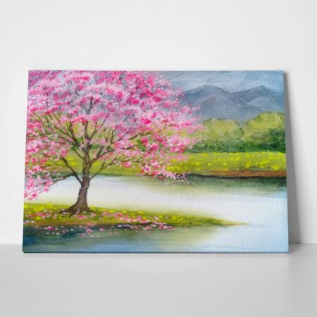 Πινακας σε καμβά PEACH SEEDLING ON MIST ISLAND - Υπαιθρος