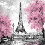 Πίνακας σε καμβά PINK PARIS OIL PAINTING