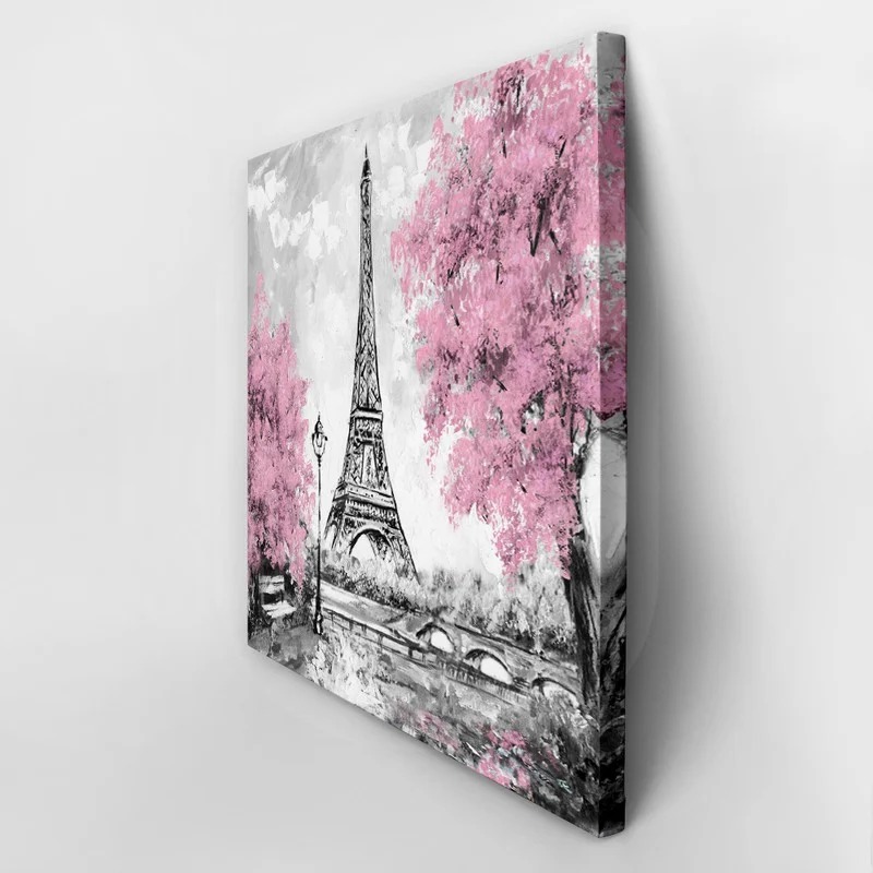 Πίνακας σε καμβά PINK PARIS OIL PAINTING