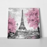 Πίνακας σε καμβά PINK PARIS OIL PAINTING