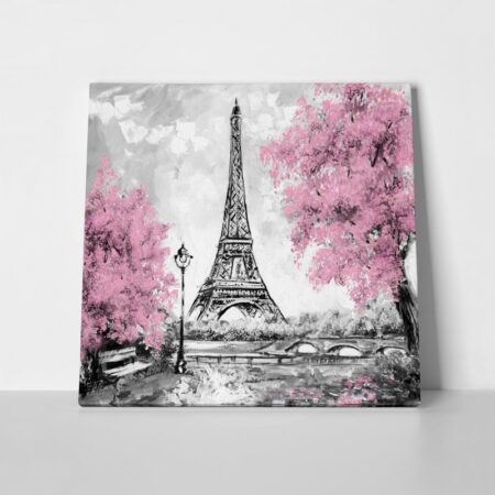 Πίνακας σε καμβά PINK PARIS OIL PAINTING - Πολεις και Αρχιτεκτονικη