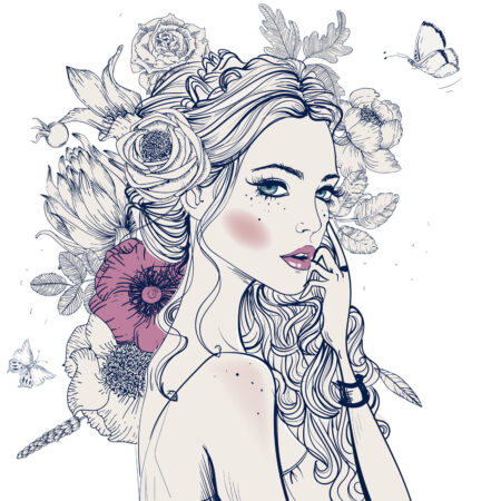 Πίνακας σε καμβά PORTRAIT YOUNG BEAUTIFUL WOMAN FLOWERS - Πορτραιτα και Φιγουρες Sticky 4