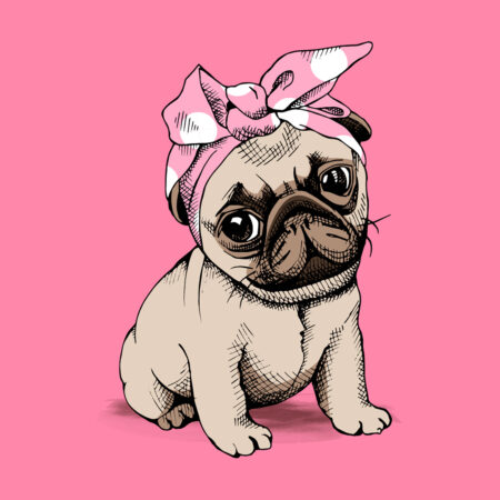 Πίνακας σε καμβά PUPPY PUG HEADBAND - Σκυλοι Sticky 4