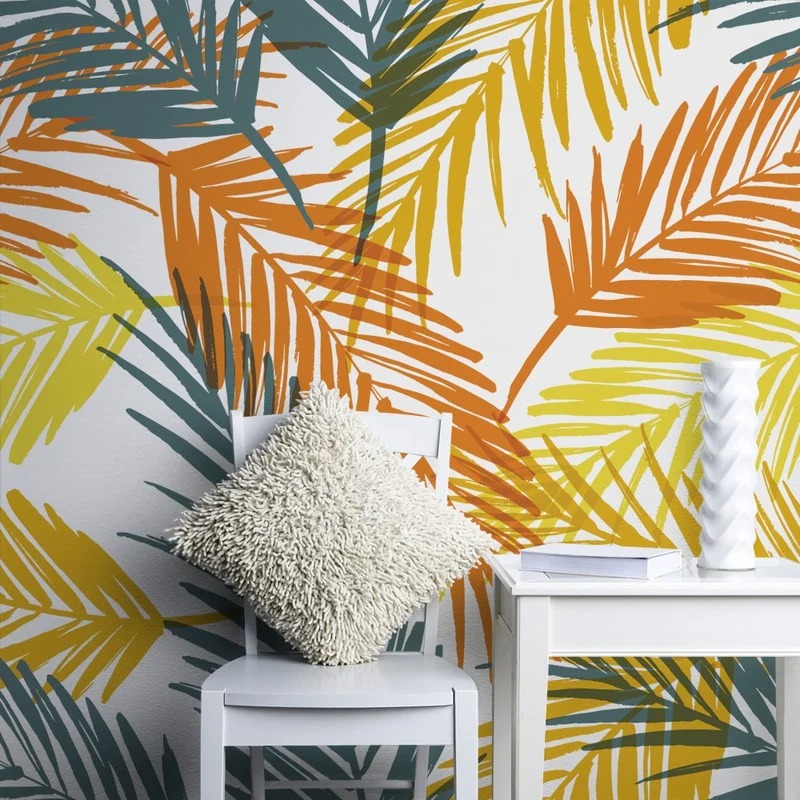 Αυτοκόλλητη Ταπετσαρία τοίχου RETRO PALM LEAVES 2