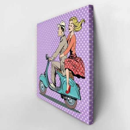 Πίνακας σε καμβά RIDING SCOOTER POP ART - Μηχανες Sticky 2