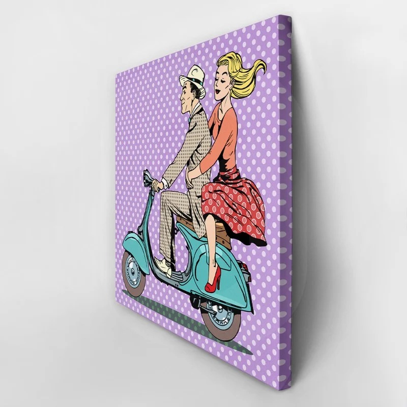 Πίνακας σε καμβά RIDING SCOOTER POP ART