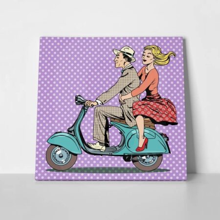 Πίνακας σε καμβά RIDING SCOOTER POP ART - Μηχανες