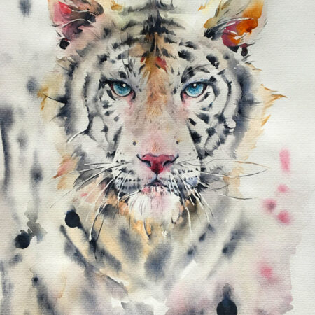 Πινακας σε καμβά WHITE TIGER WATERCOLOR - Ζωα Sticky 4