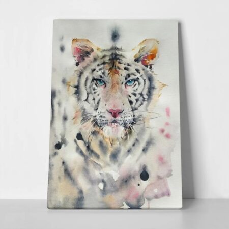 Πινακας σε καμβά WHITE TIGER WATERCOLOR - Ζωα