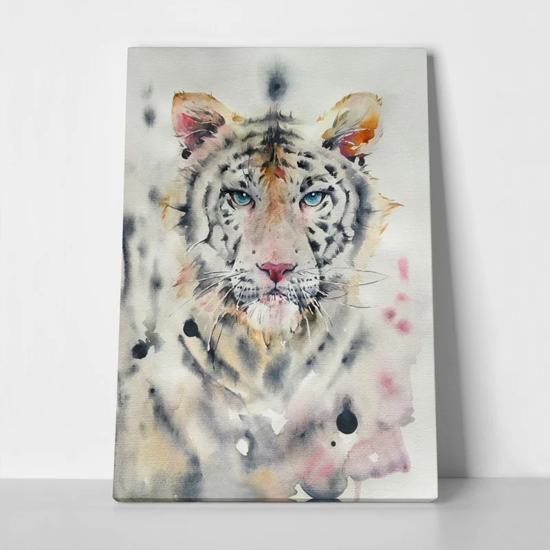Πινακας σε καμβά WHITE TIGER WATERCOLOR