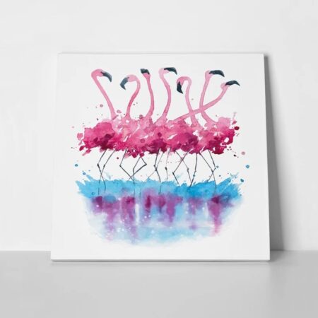 Πίνακας σε καμβά FLAMINGOS WATERCOLOR PAINTING - Πουλια