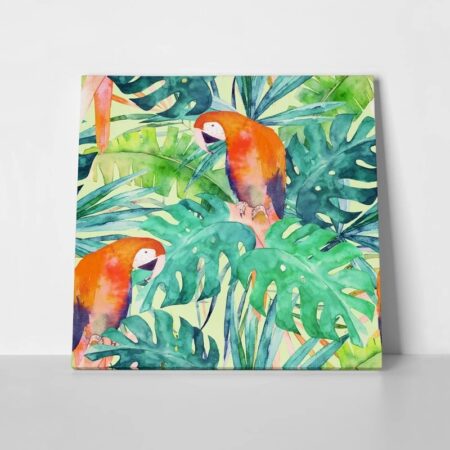Πίνακας σε καμβά PARROTS WATERCOLOR - Πουλια Sticky 1