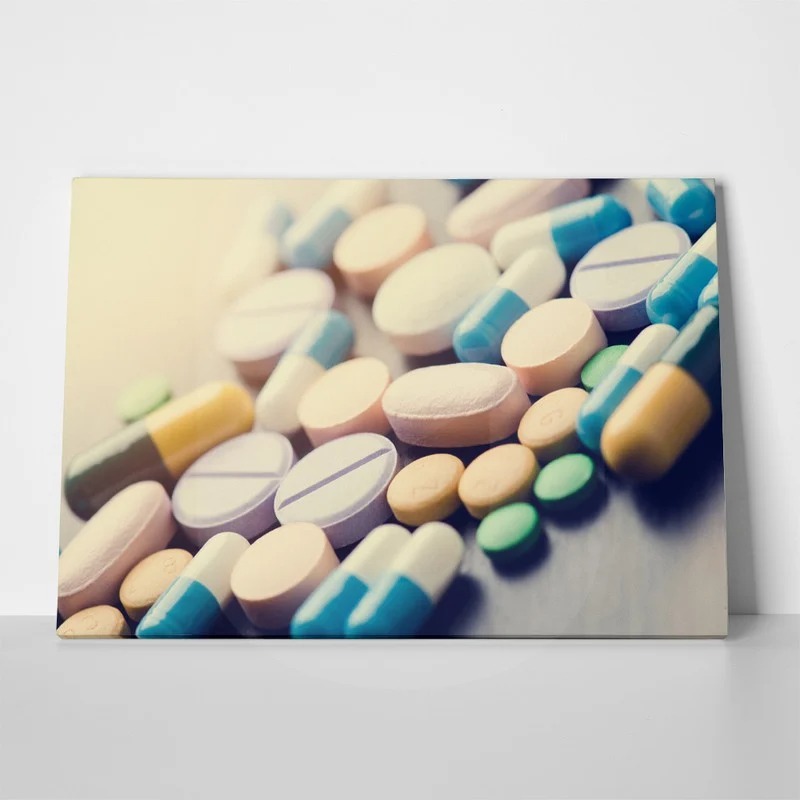 Πινακας σε καμβά CLOSE UP OF TABLETS AND CAPSULES