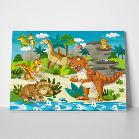 Πινακας σε καμβά DINOSAUR LAND - Παιδικοι και set