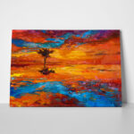 Πινακας σε καμβά GOLDEN SUNSET TREE
