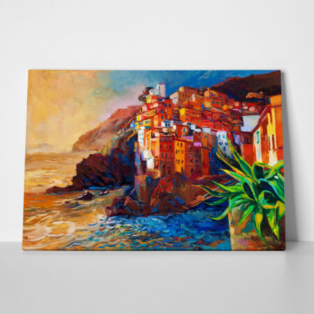 Πινακας σε καμβά ITALIAN RIVIERA VILLAGE - Παραθαλασσιες πολεις και χωρια