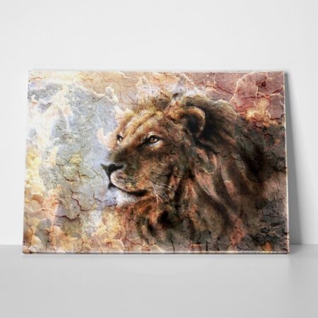 Πινακας σε καμβά LION CRACKED ART - Ζωα