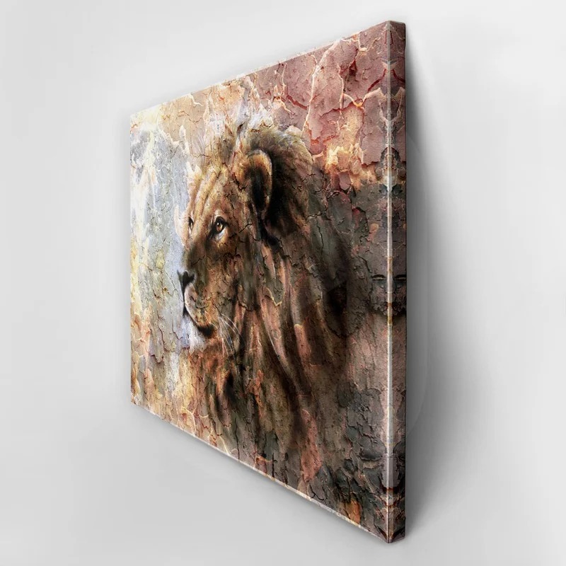 Πινακας σε καμβά LION CRACKED ART