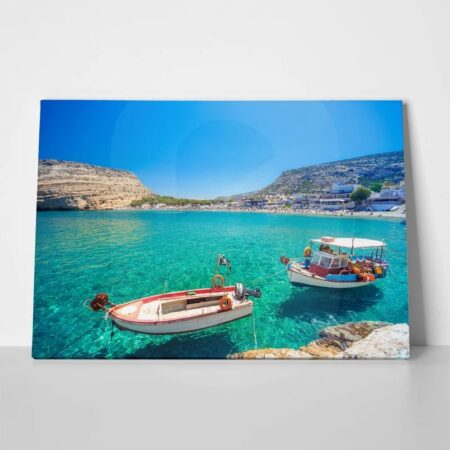 Πινακας σε καμβά MATALA BEACH FISHING BOATS - Παραλιες