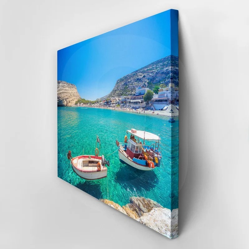 Πινακας σε καμβά MATALA BEACH FISHING BOATS
