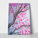 Πινακας σε καμβά PINK FLOWERY ORCHARD YARD