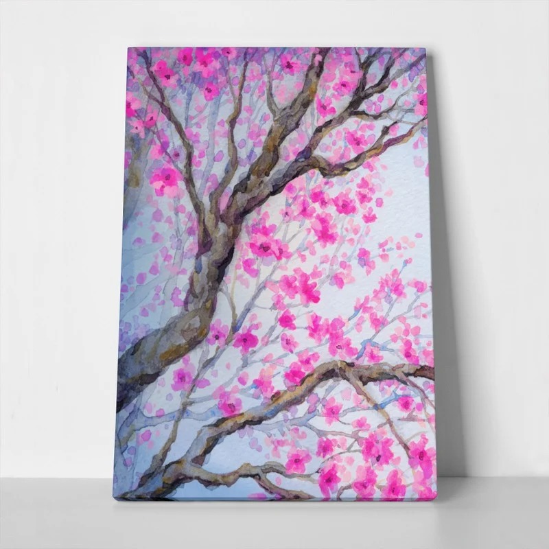 Πινακας σε καμβά PINK FLOWERY ORCHARD YARD