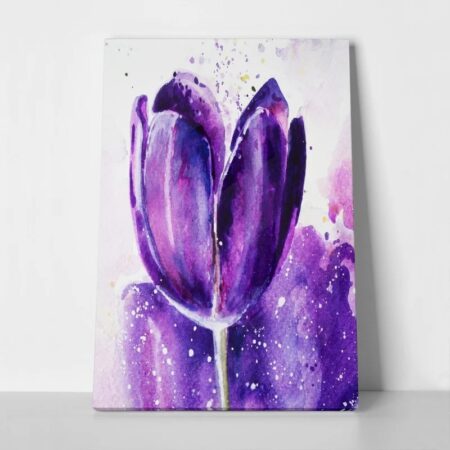 Πινακας σε καμβά TULIPS WATERCOLOR PURPLE - Τουλιπες