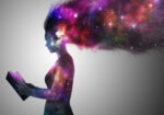 Πινακας σε καμβά UNIVERSE WOMAN READING BOOK