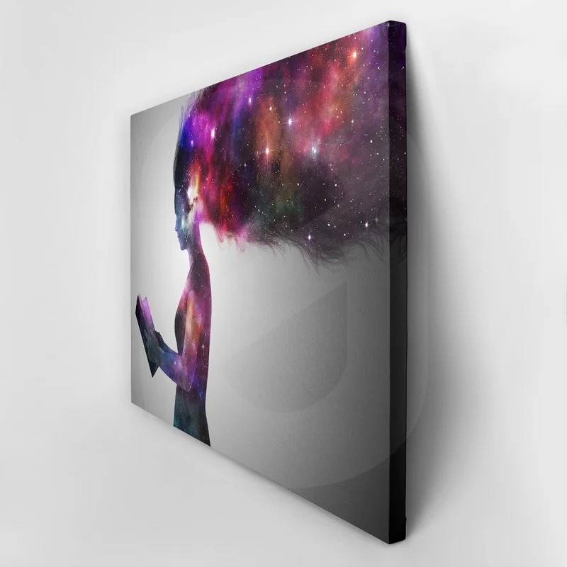 Πινακας σε καμβά UNIVERSE WOMAN READING BOOK