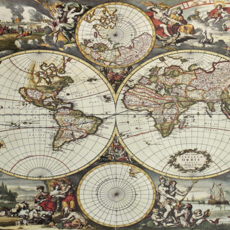 Πινακας σε καμβά WORLD HEMISPHERES 1668 - Χαρτες Sticky 4
