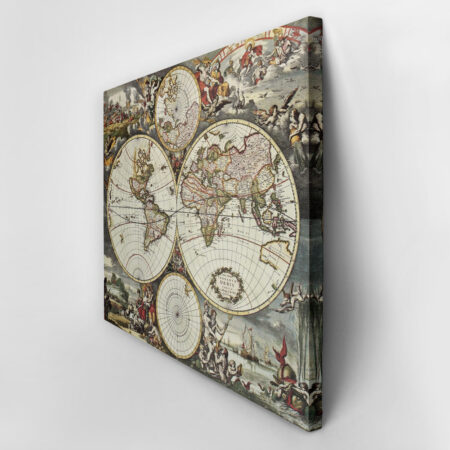 Πινακας σε καμβά WORLD HEMISPHERES 1668 - Χαρτες Sticky 2
