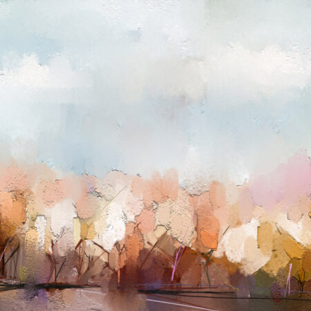 Πινακας σε καμβά AUTUMN TREES OIL PAINTING - Δασος Sticky 5