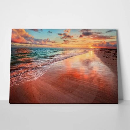 Πινακας σε καμβά COLORFUL SEA BEACH SUNSET - Παραλιες