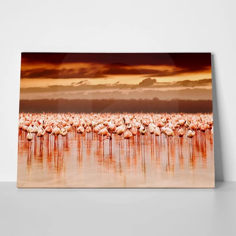 Πινακας σε καμβά FLAMINGOS IN THE SUNSET