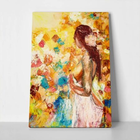 Πινακας σε καμβά NAKED WOMAN WITH FLOWER - Αφηρημενα και Abstract