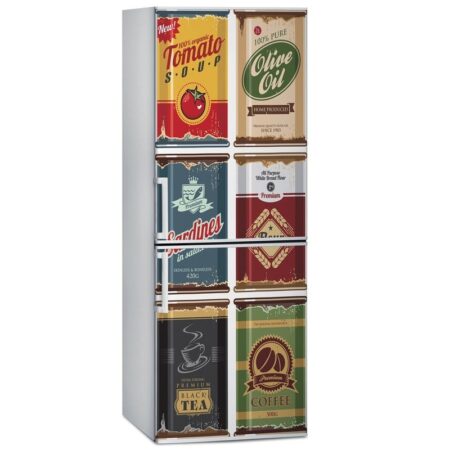 Αυτοκόλλητο ψυγείου RETRO FOOD CANS - Food and Drink