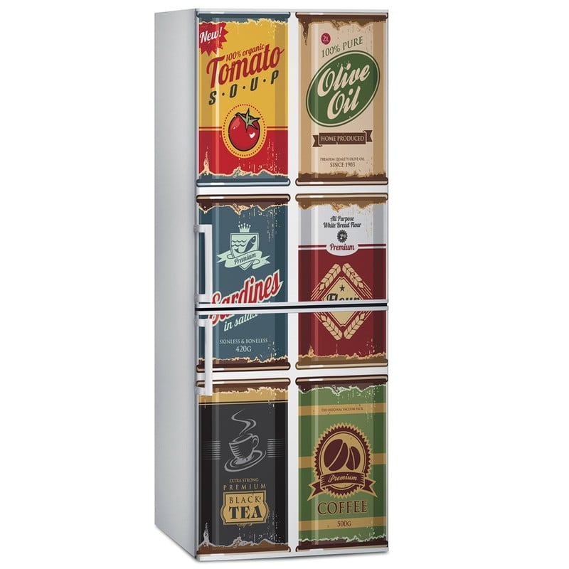 Αυτοκόλλητο ψυγείου RETRO FOOD CANS