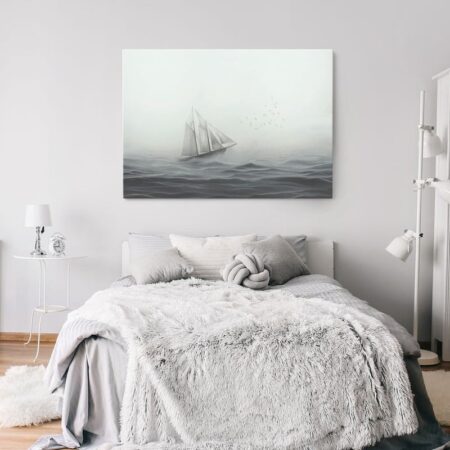 Πινακας σε καμβά SAILING SHIP IN THE FOG - Βαρκες και Καραβια