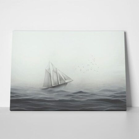 Πινακας σε καμβά SAILING SHIP IN THE FOG - Βαρκες και Καραβια Sticky 1