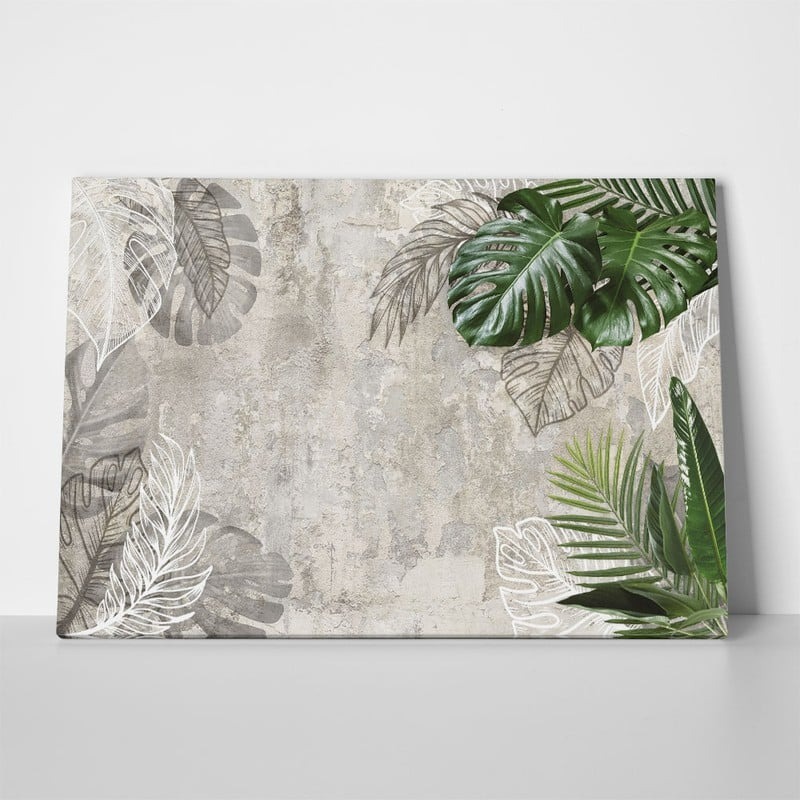 Πινακας σε καμβά TROPICAL LEAVES