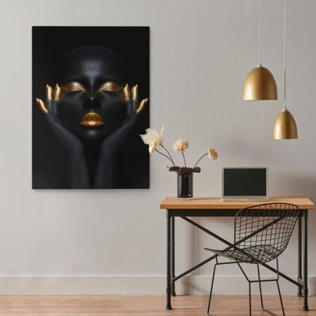 Πινακας σε καμβά WOMAN WITH GOLD PAINT 2 - Πορτραιτα και Φιγουρες
